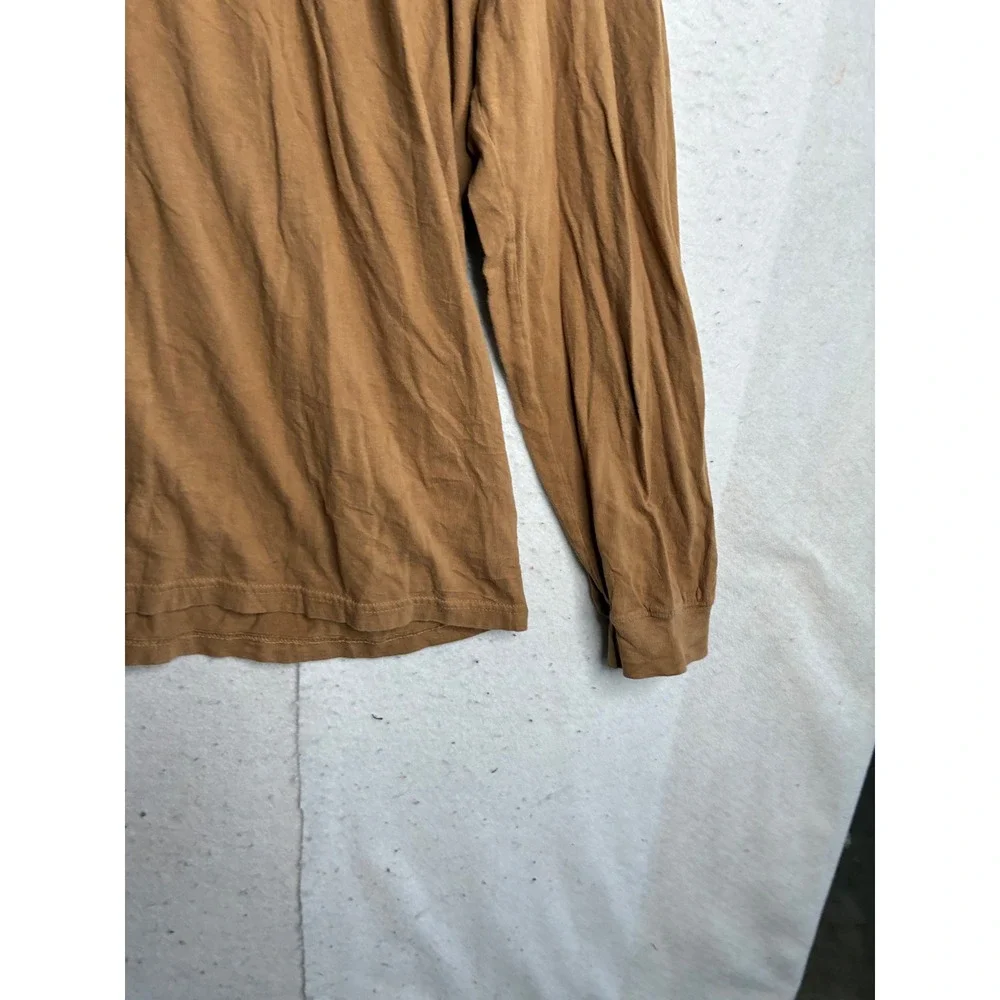 The North Face Mens XL Tan Brown Long Sleeve Graphic Logo T-Shirt Cotton Tee